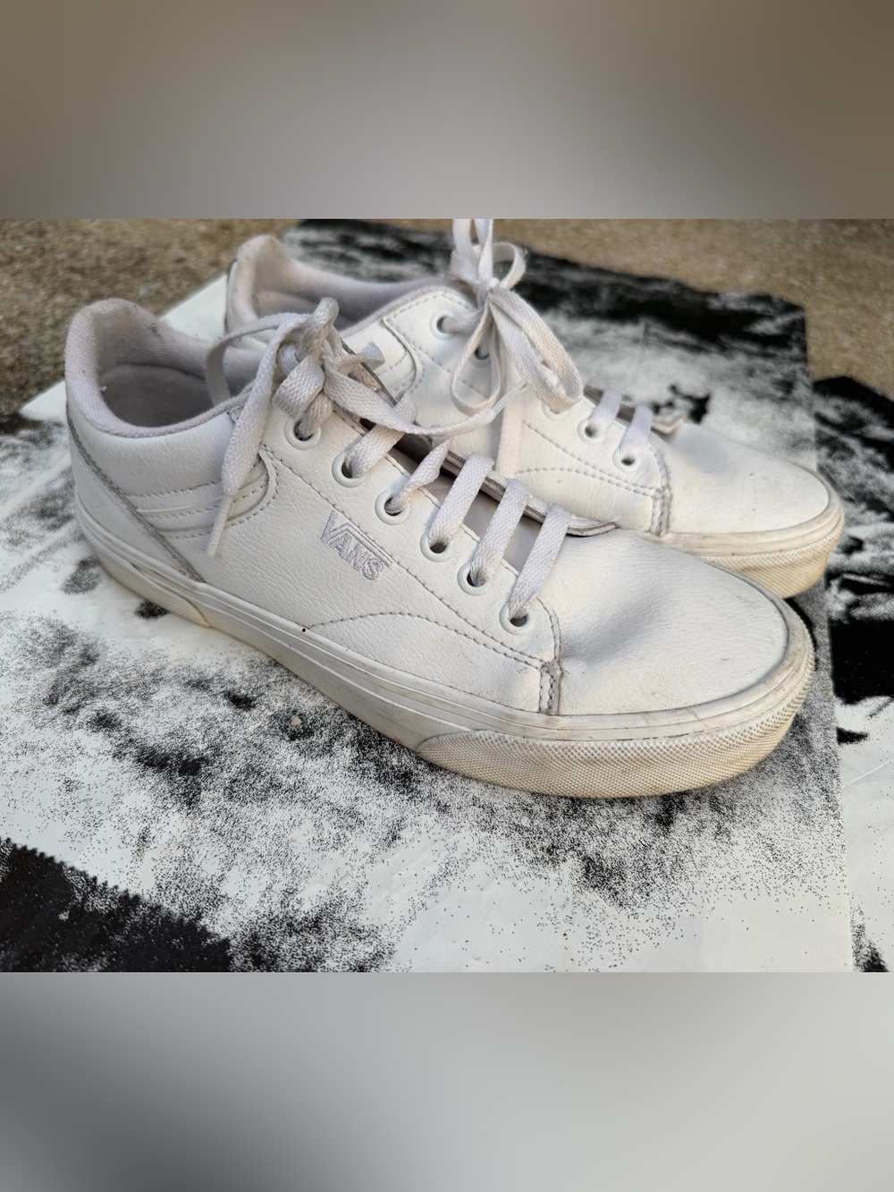 Vans White Low-Top Leather Sneakers